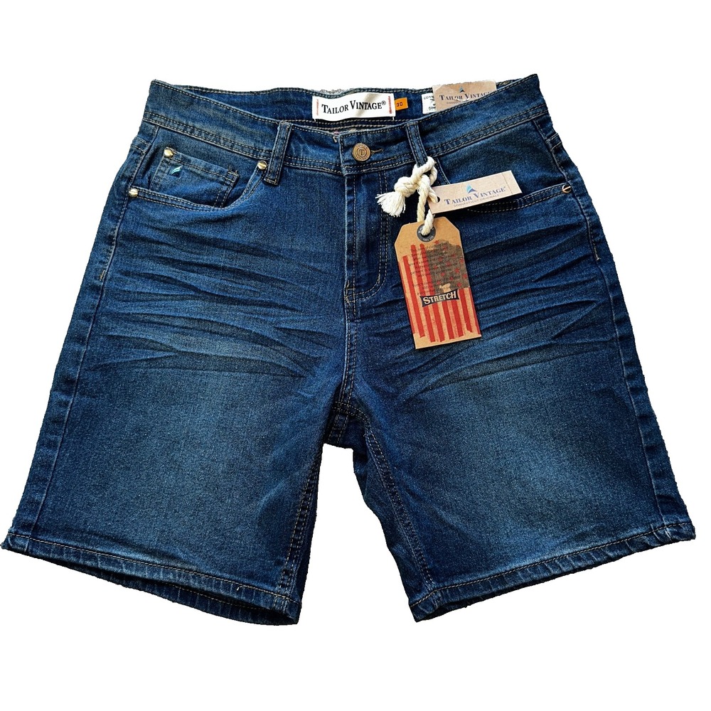 Tailor Vintage Greenwich Smart Denim Short Mens size 30 Blue Regular Stretch NWT